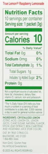 True Lemon® Raspberry Lemonade Drink Mix Packets Perspective: right
