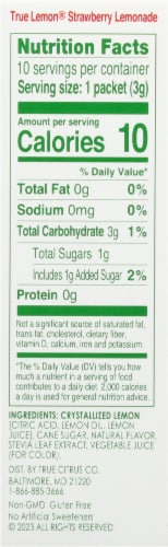 True Lemon Strawberry Lemonade Drink Mix Packets Perspective: right