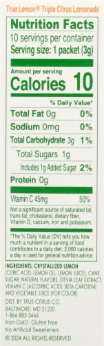 True Lemon® Triple Citrus Lemonade Drink Mix Packets Perspective: right
