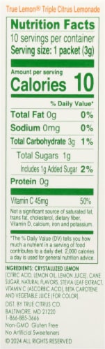 True Lemon® Triple Citrus Lemonade Drink Mix Packets Perspective: right