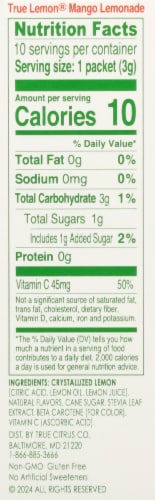 True Lemon® Mango Lemonade Drink Mix Perspective: right