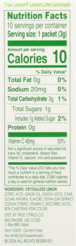 True Lemon® Lime Lemonade Drink Mix Packets Perspective: right