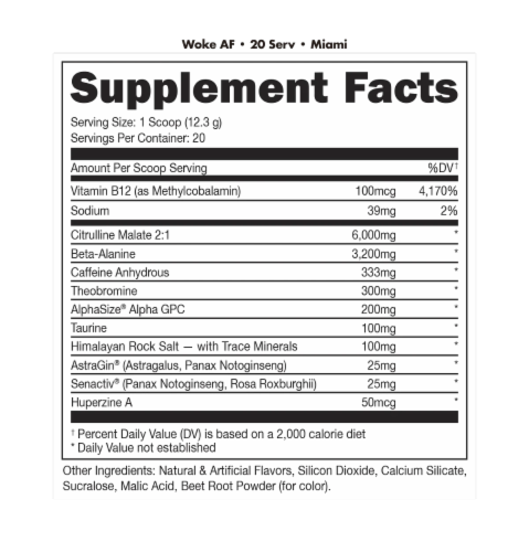 Bucked Up® Woke AF® Miami Pre-Workout Supplement Perspective: right