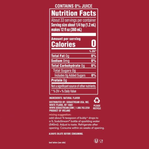 SodaStream® Bubly™ Drops Peach Bubly Flavor Essence Sparkling Water Perspective: right