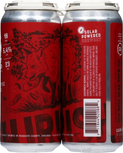Old Bust Head Brew Co. Vixen Irish Style Red Ale Craft Beer Cans Perspective: right