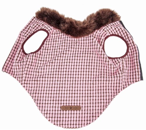 Pet Life 44PBMD Luxe Beautifur Elegant Designer Boxed Mink Fur Dog Coat Jacket, Pink & Brown Perspective: right