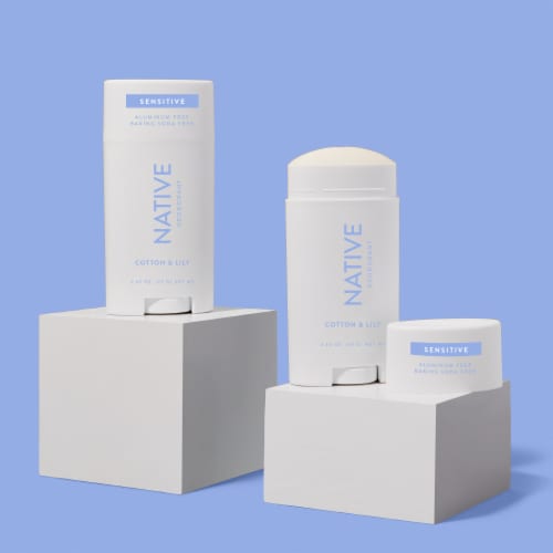 Native Men and Women Sensitive Deodorant Stick Cotton & Lily, Aluminum and Baking Soda Free Perspective: right