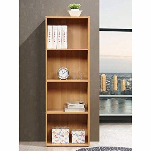 Hodedah 12 x 16 x 47 Inch 4 Shelf Bookcase and Office Organizer, Beech Finish Perspective: right