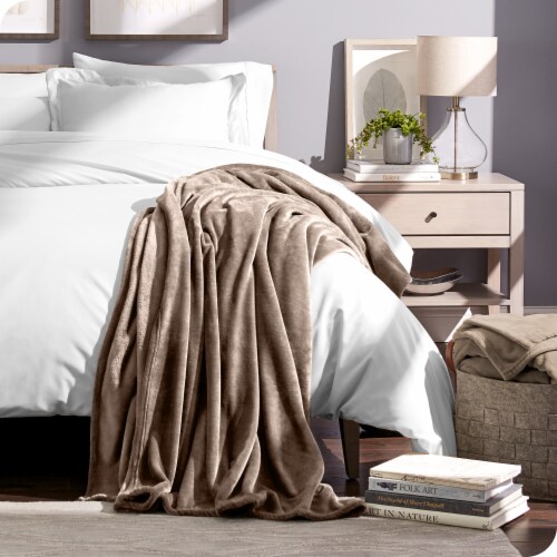 Taupe fleece blanket best sale