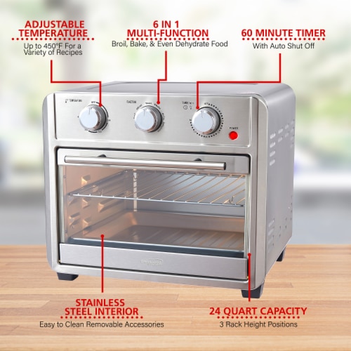 Brentwood 1700w 24 Quart Stainless Steel Convection Air Fryer Toaster Oven One Size Foods Co