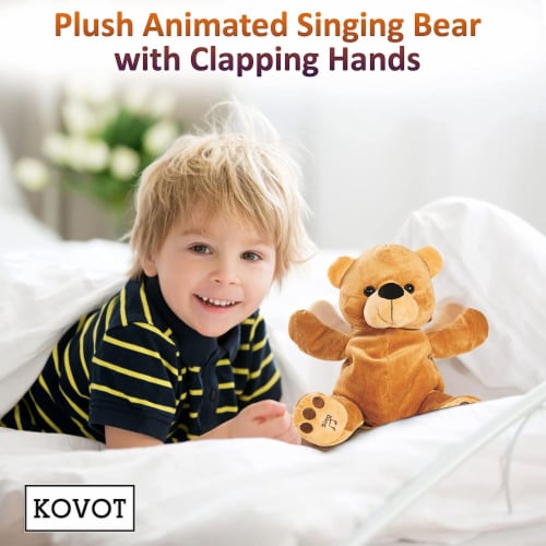 KOVOT Plush Animated Musical Singing Teddy Bear with Clapping Hands, 10 ...