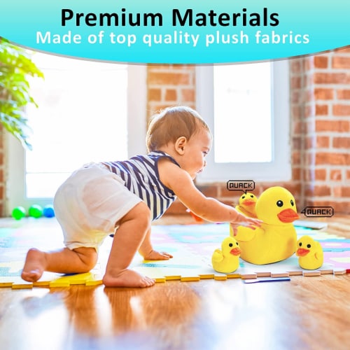 KOVOT Plush Mother Duck & 3 Quacking Baby Ducklings Perspective: right
