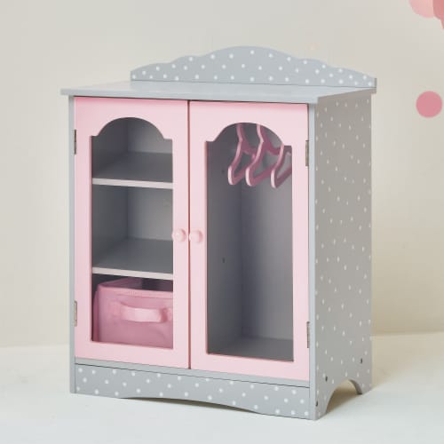 Polka Dots Princess Fancy Toy Closet with 3 Hangers for 18 Baby Dolls,  Gray, 1 - Smith's Food and Drug