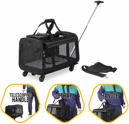 Pet Carrier with Detachable Wheels for Small and Medium Dogs Cats 20 x 13 x 11.5 inches Mariano s