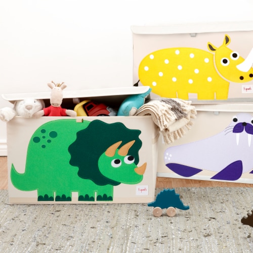 3 Sprouts Kids Toy Chest - Storage Trunk for Boys and Girls Room, Dinosaur Perspective: right