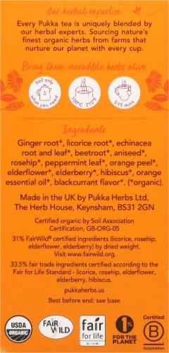 Pukka Organic Elderberry & Echinacea Fruit Tea Bags Perspective: right