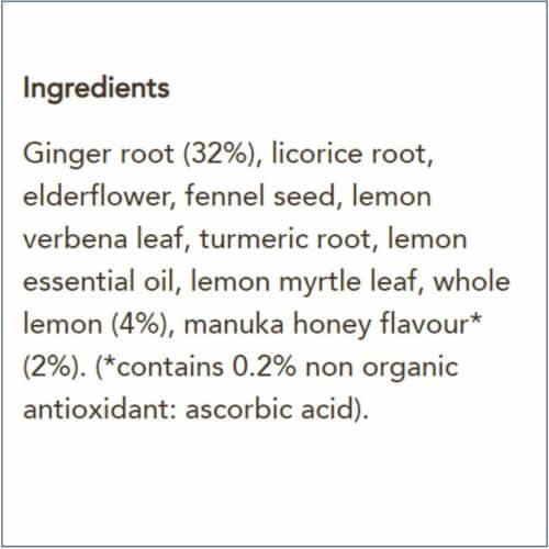 Pukka Lemon Ginger & Manuka Honey Organic Herbal Tea Perspective: right