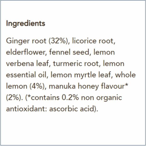 Pukka Lemon Ginger & Manuka Honey Organic Herbal Tea Perspective: right