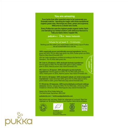 Pukka Supreme Matcha Tea Herbal Green Tea Perspective: right