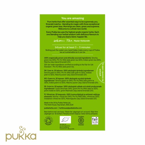 Pukka Supreme Matcha Tea Herbal Green Tea Perspective: right