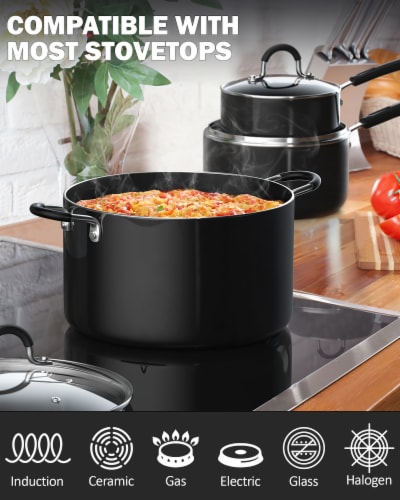 Glass Cooking Soup Pot with Lid Kitchen Cookware Set Nonstick Frying Pan