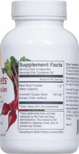 HumanN SuperBeets® Beet Root Capsules 1000mg Perspective: right