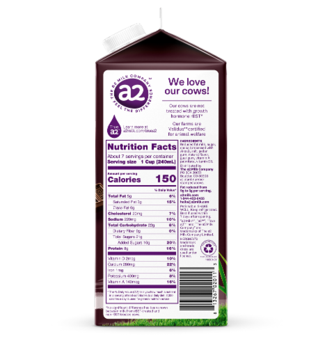 a2 Milk™ 2% Reduced Fat Chocolate Milk Perspective: right