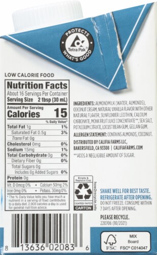 Califia Farms® Better Half Vanilla Coconut Cream & Almondmilk Perspective: right
