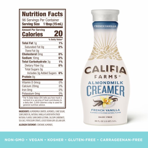 Califia Farms® French Vanilla Dairy Free Almondmilk Creamer Perspective: right
