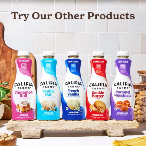 Califia Farms® Cinnamon Roll Oat Milk Coffee Creamer Perspective: right