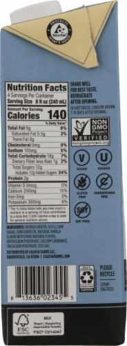 California Farms® Vanilla Oat Milk Perspective: right