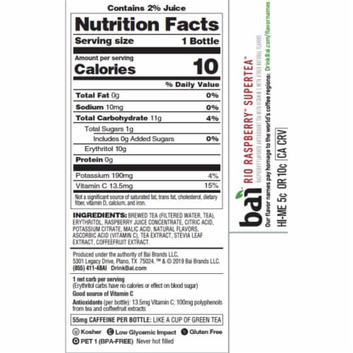 Bai® Rio Raspberry Antioxidant Infused Supertea Perspective: right