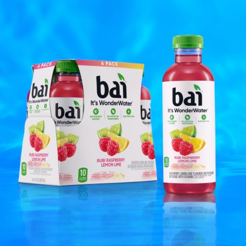 Bai Raspberry Lemon Lime Antioxidant Infused Water Beverage Bottle Perspective: right
