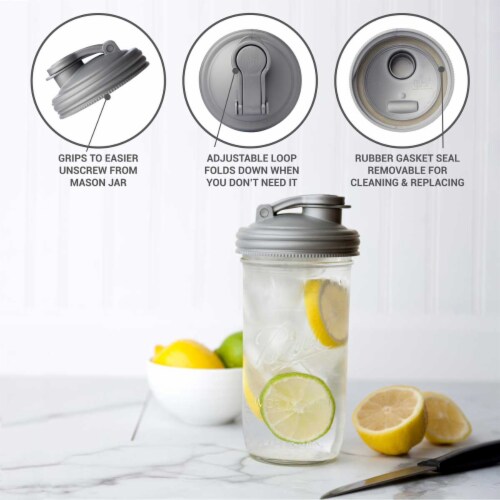 reCAP® Mason Jars Lid POUR cap | Wide Mouth | Silver | Set of 3 Perspective: right