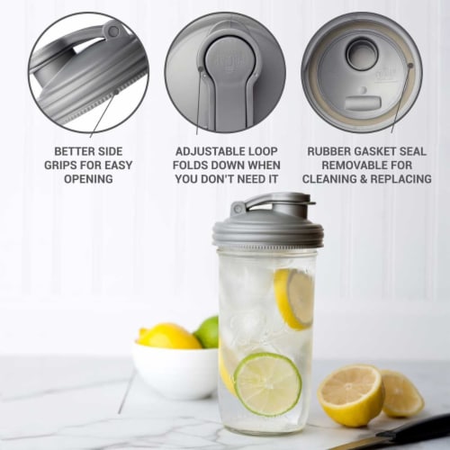 reCAP® Mason Jars Lid POUR cap | Regular Mouth | Black | Set of 3 Perspective: right
