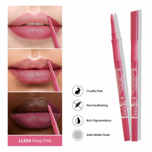 Kokie Professional Retractable Lip Liner Pencil Rosy Pink Perspective: right