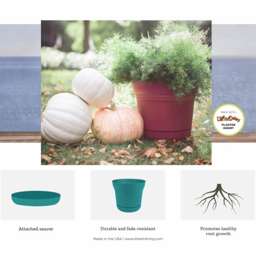 Bloem SP1400 Saturn Indoor Outdoor 14 Inch Planter Pot w/ Matching Saucer, Black Perspective: right