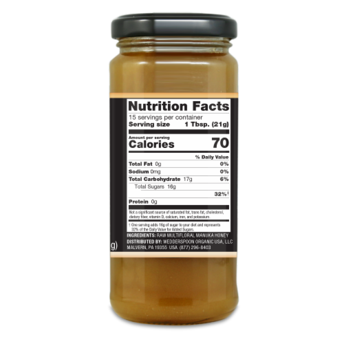 Wedderspoon Gold Raw KFactor 12 100% Manuka Honey Perspective: right