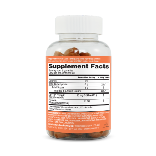 Wedderspoon® Manuka Honey Tropical Flavored Digestive Gummies Perspective: right