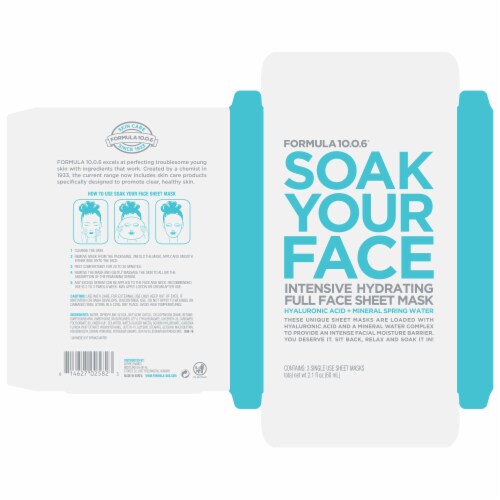 Formula 10.0.6® Intensive Hydrating Full Face Sheet Mask Perspective: right