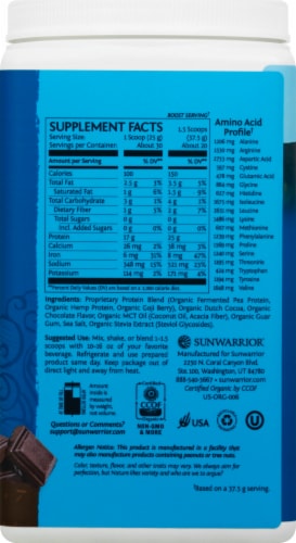 Sunwarrior Warrior Blend Plant-Based Chocolate Dietary Supplement Protein Powder Perspective: right