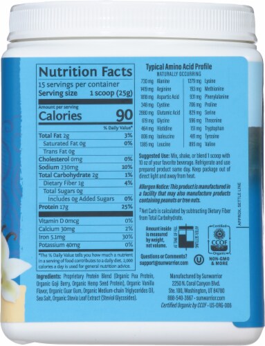 Sunwarrior® Vanilla Warrior Blend Plant-Based Organic Protein Powder Perspective: right