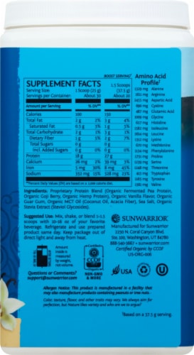 Sunwarrior Warrior Blend Plant-Based Vanilla Dietary Supplement Protein Powder Perspective: right