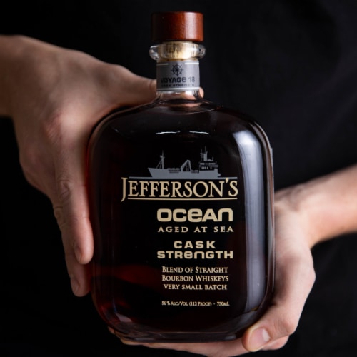 Jefferson's Ocean Aged At Sea Straight Cask Strength Blend Of Whiskey Perspective: right