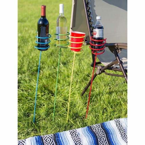 Outdoor Drink Holder Patio Beach Picnic Beverage Stake Spiker 4 Pack FREE SHIP 