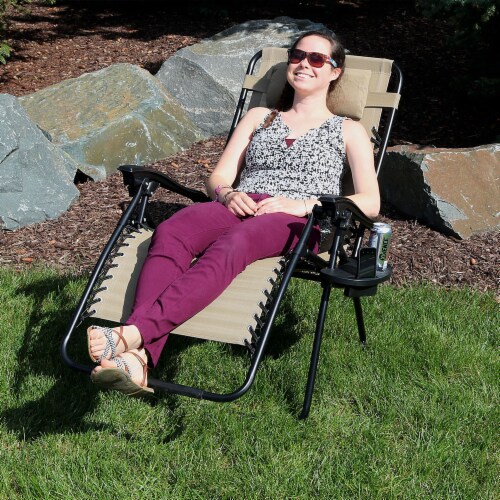 Sunnydaze Oversized Zero Gravity Lounge Chair with Pillow and Cup