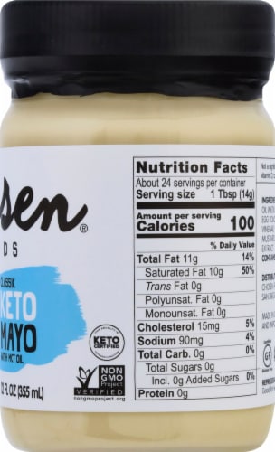 Chosen Foods Classic Keto Mayonnaise with MCT Oil, Gluten & Dairy Free,  Low-Carb, Keto & Paleo Diet Friendly, Mayo for Sandwiches, Dressings and