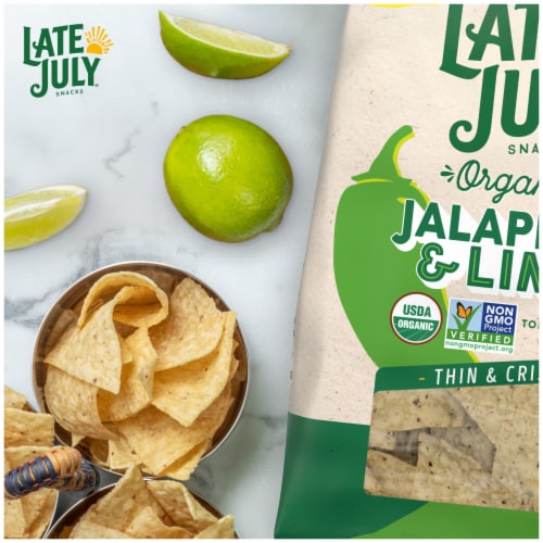 Late July Snacks Thin And Crispy Organic Tortilla Chips Jalapeno & Lime Perspective: right