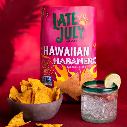 Late July Snacks, Hawaiian Habanero Corn Tortilla Chips, 7.8 Oz Bag Perspective: right