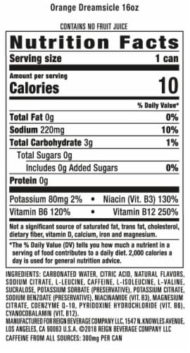 Reign Orange Dreamsicle Energy Drink Perspective: right